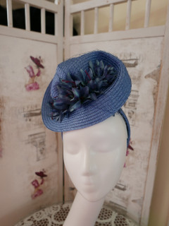 Weronika niebieski letni toczek fascynator