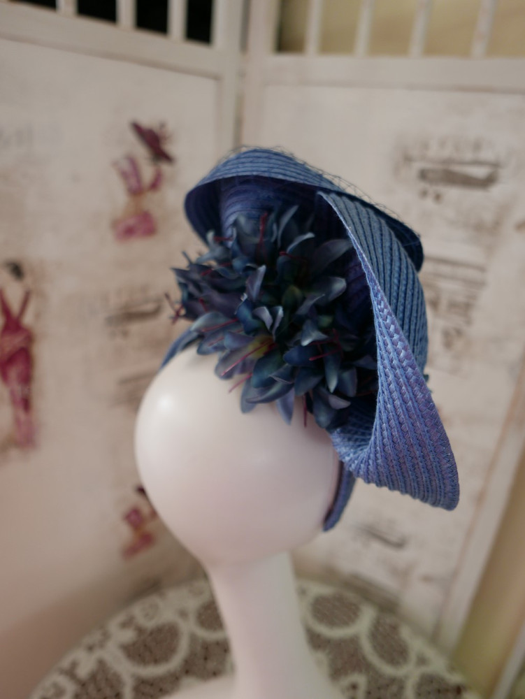 Weronika niebieski letni toczek fascynator