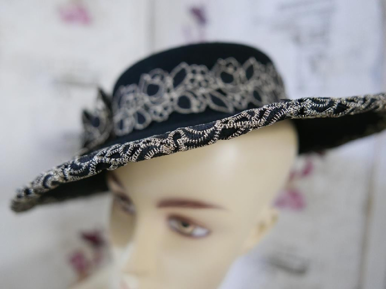 Selena czarny hiszpański kanotier, kapelusz filcowy r uniwersalny