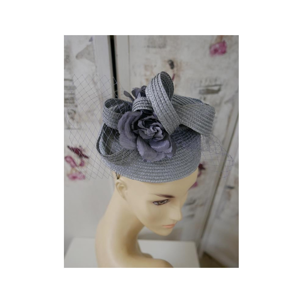 Letni toczek fascynator szary na opasce