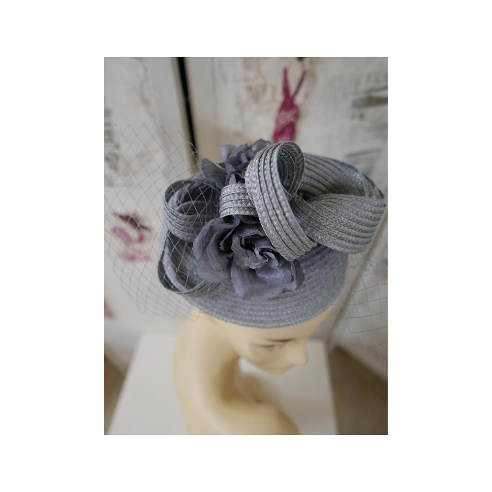 Letni toczek fascynator szary na opasce