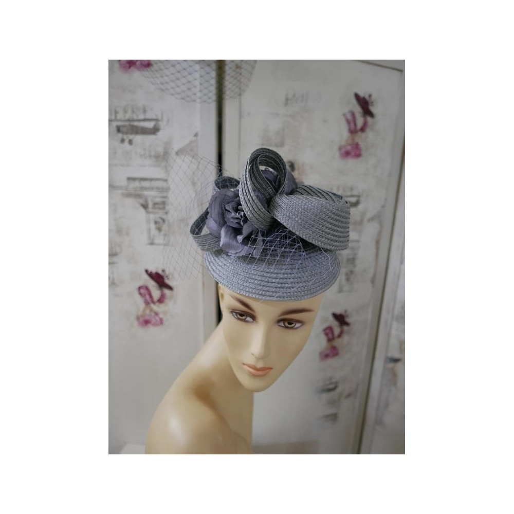 Letni toczek fascynator szary na opasce