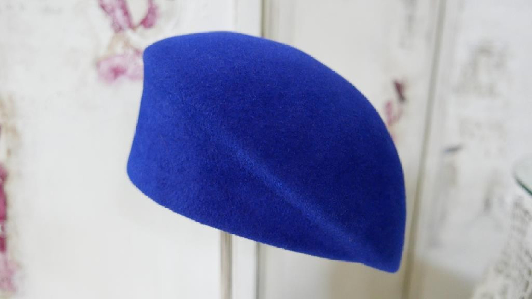 Filipa 3w1- beret, toczek kaszkiet szafirowy welur 54-57 cm