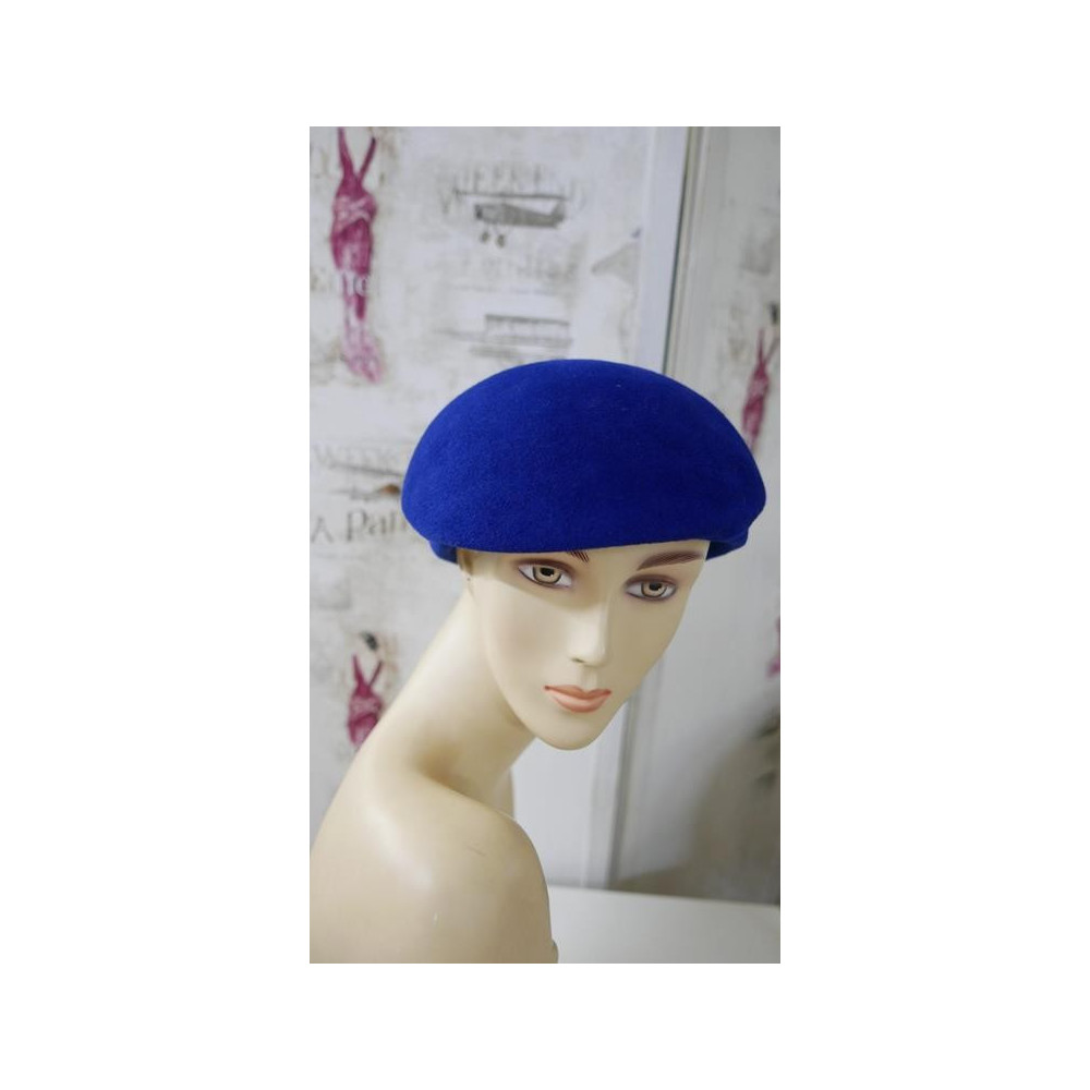 Filipa 3w1- beret, toczek kaszkiet szafirowy welur 54-57 cm