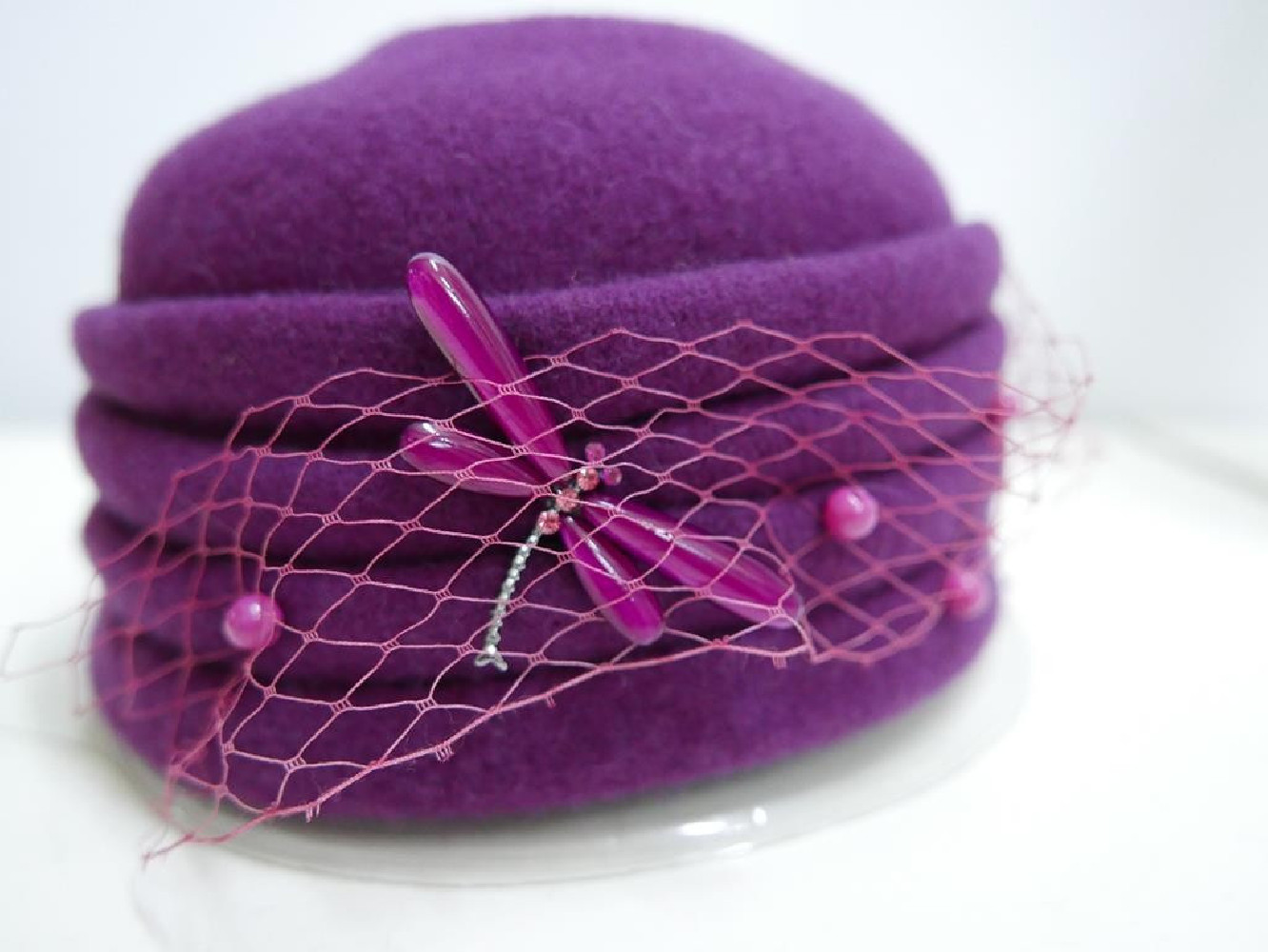 Magenta toczek czapka dzianina wełniana