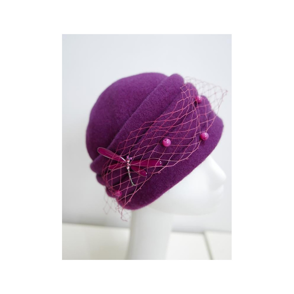Magenta toczek czapka dzianina wełniana