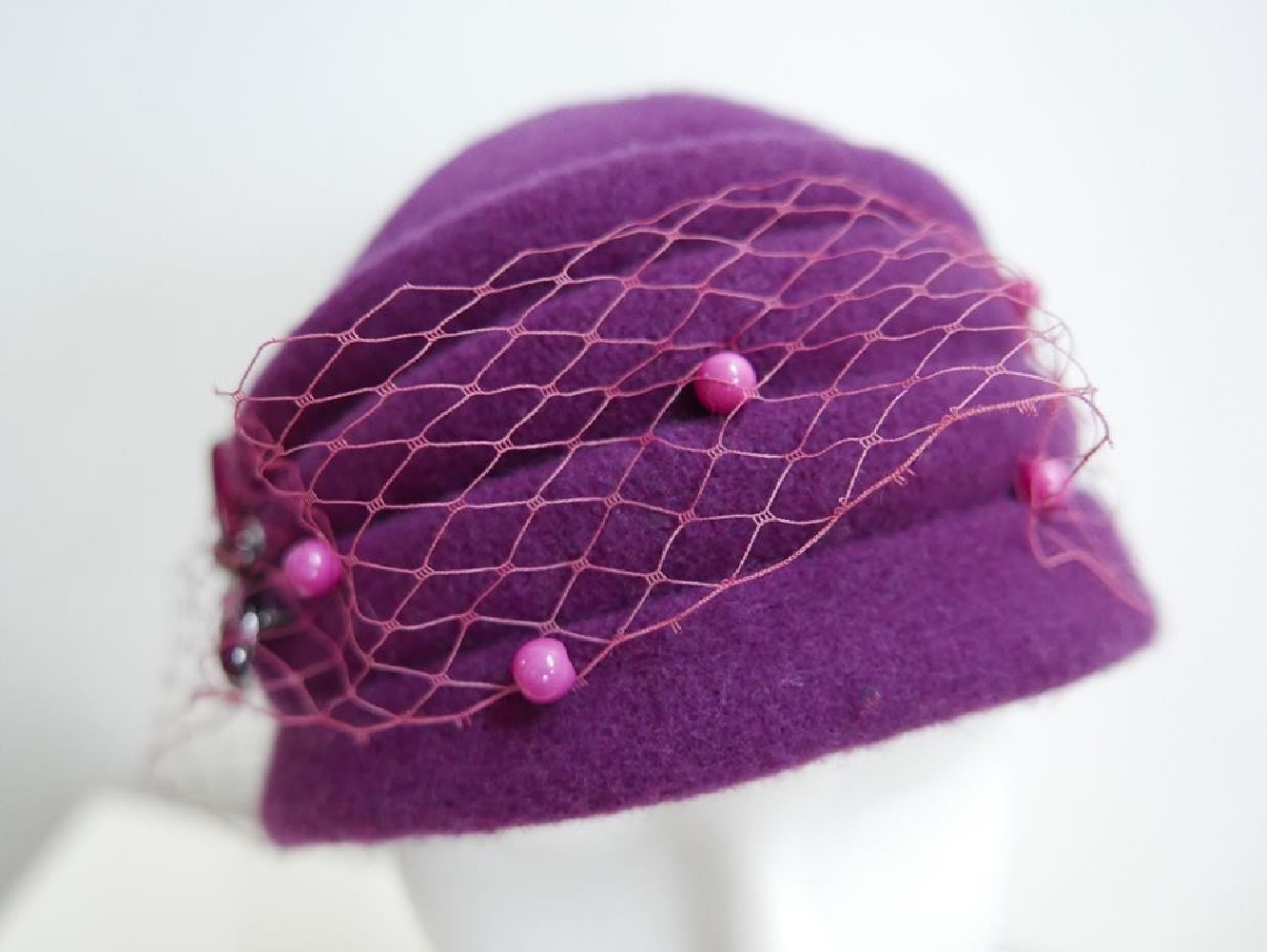 Magenta toczek czapka dzianina wełniana