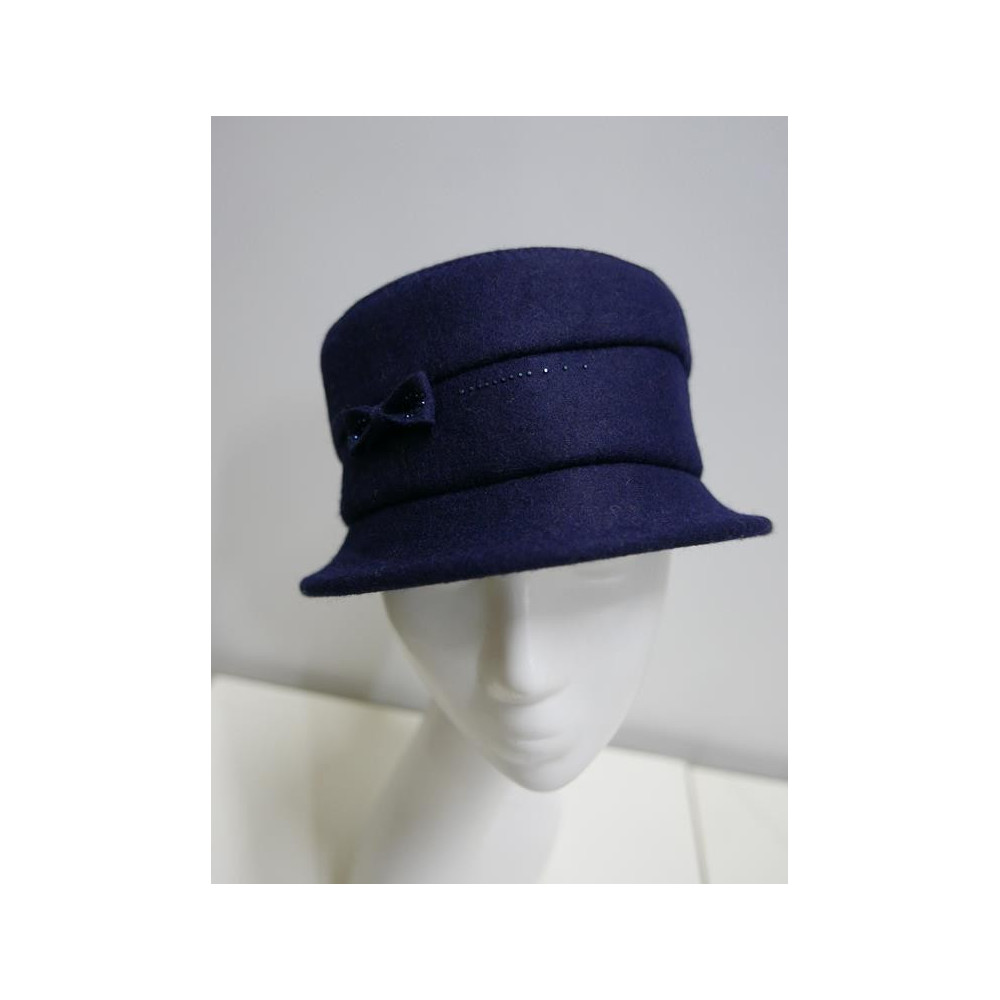 Granatowy kapelusz tkanina do 58 cm- regulowany