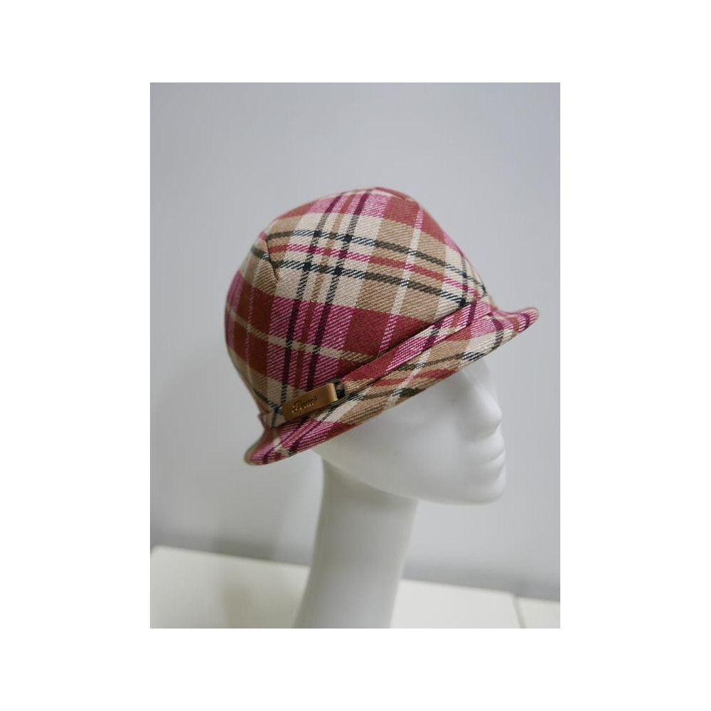 Krata różowo beżowa kapelusz tkanina do 58 cm- regulowany