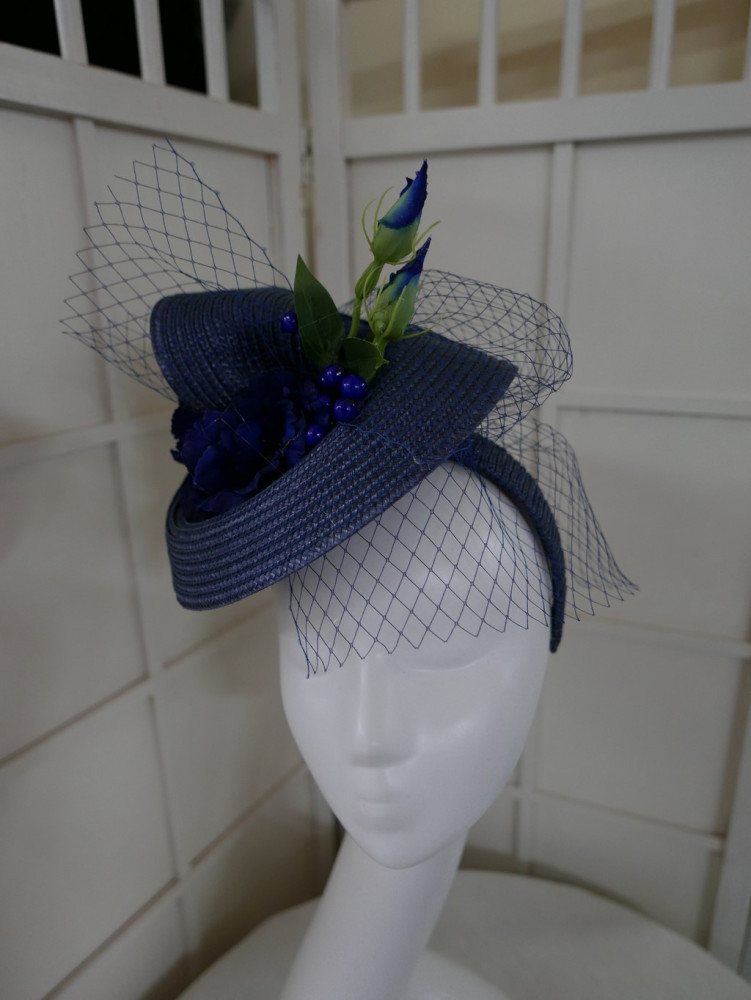 Weronika granatowy letni toczek fascynator