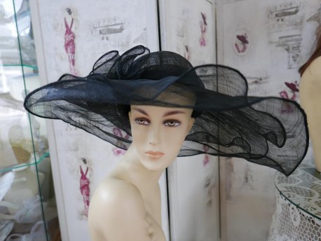 Saint Tropez czarny kapelusz sinamay 53-56 cm
