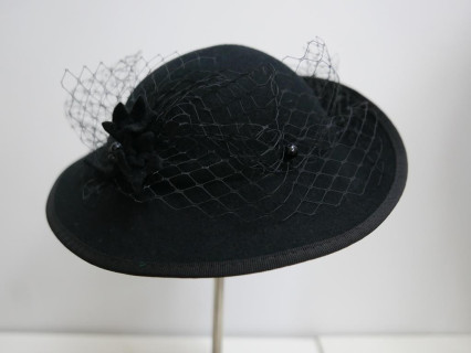 Apolonia czarny kapelusz dysk filc wełna