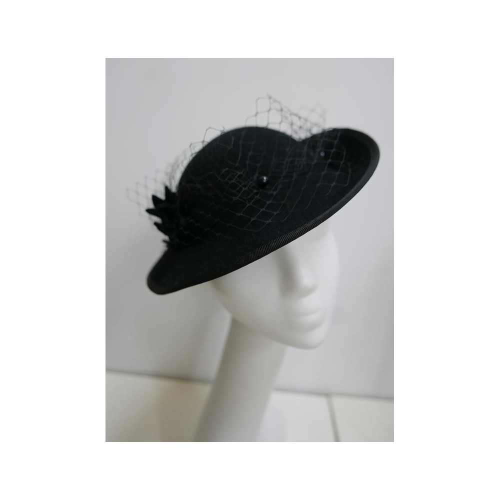 Apolonia czarny kapelusz dysk filc wełna