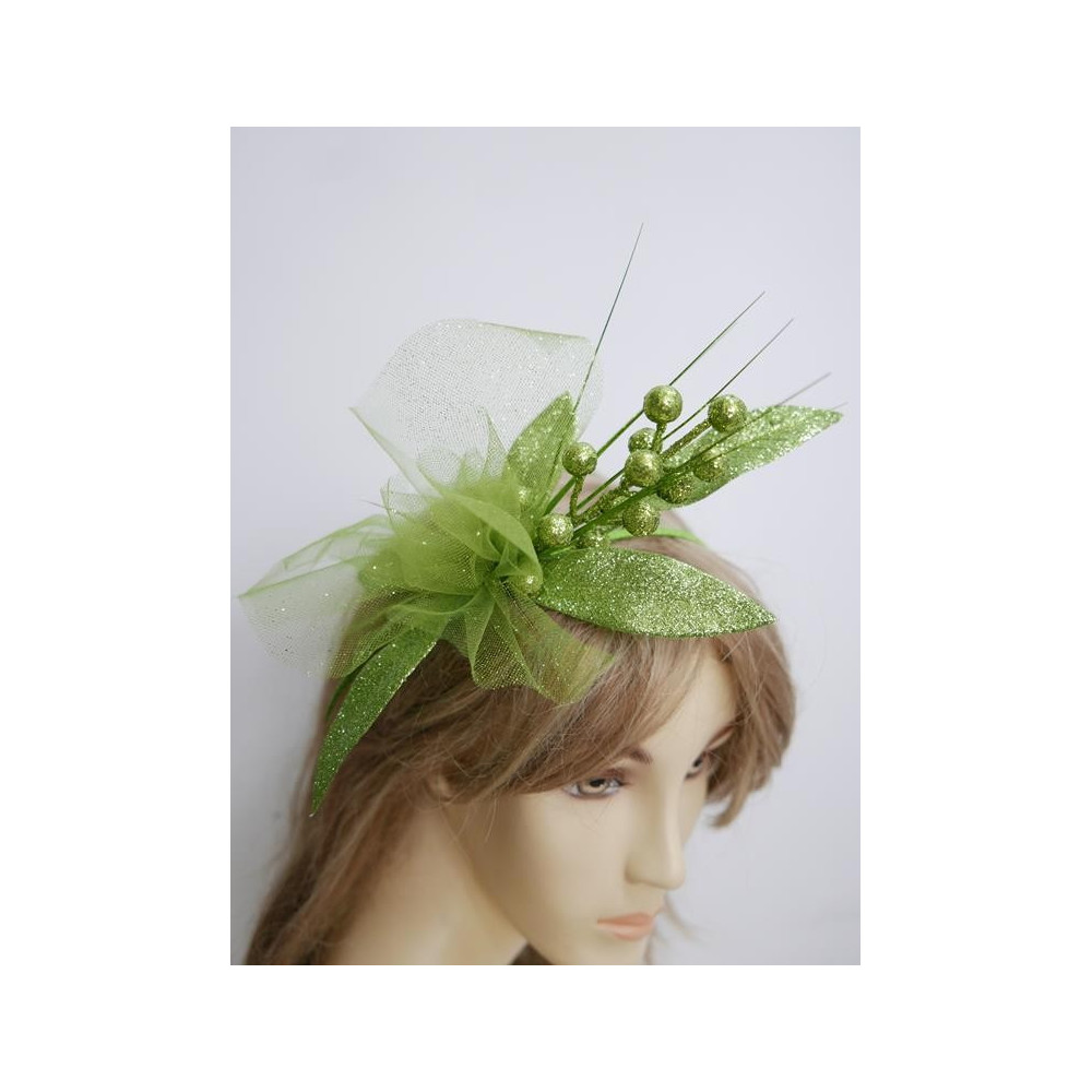 Zielony fascynator święteczno karnawałowy na przepasce