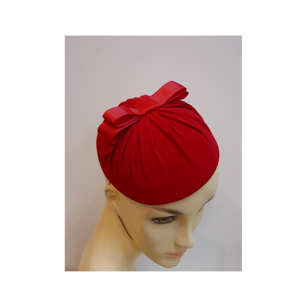 Czerwony-mini toczek fascynator z tkaniny