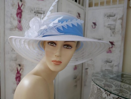 California biało błękitny kapelusz do 57 cm regulowany