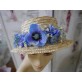Kwiatowy retro kapelusz z ryżowej słomki 56-58 cm