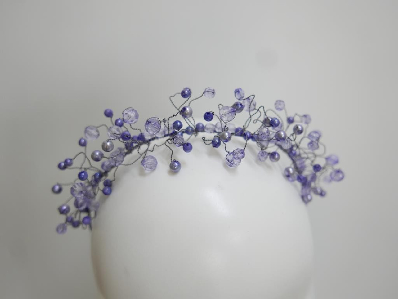 Szaro niebieskie koraliki  stroik do włosów