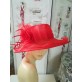 Peonia czerwony z organzy letni kapelusz wizytowy 55-58 cm