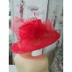 Peonia czerwony z organzy letni kapelusz wizytowy 55-58 cm
