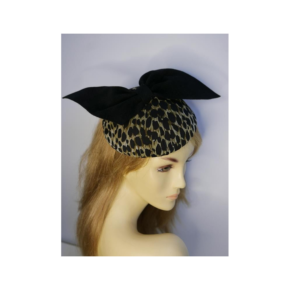 Panterka mini toczek fascynator z tkaniny