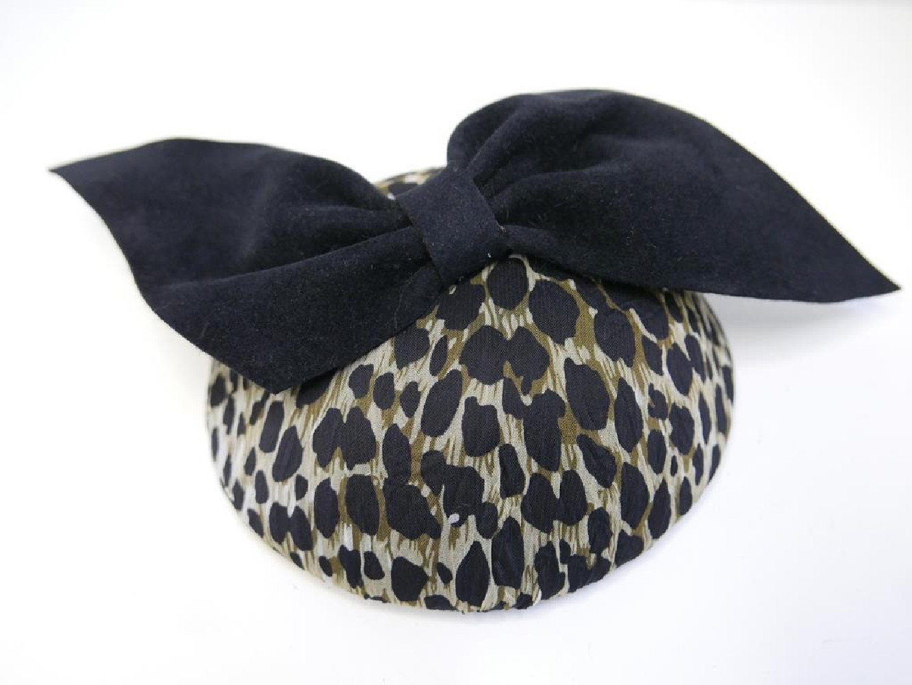 Panterka mini toczek fascynator z tkaniny