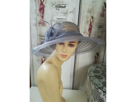 Szary letni kapelusz wizytowy 54-57 cm