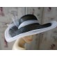 Biało czarnyy letni kapelusz wizytowy 54-57 cm