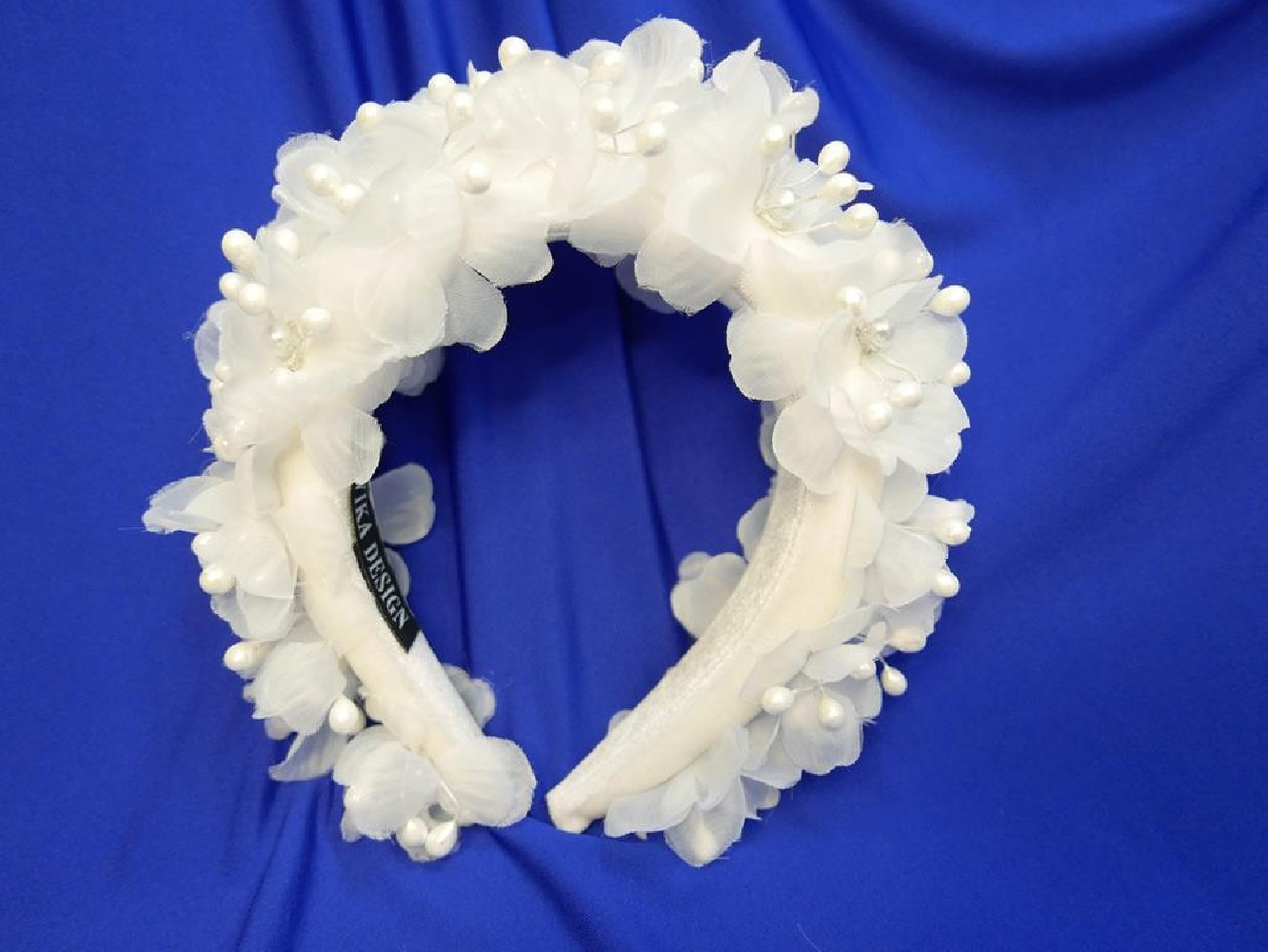 Śmietankowa opaska z kwiatów- Halo Hat