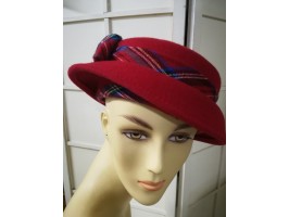 Portobello czerwony kapeluszo toczek szkocka krata 54-56cm