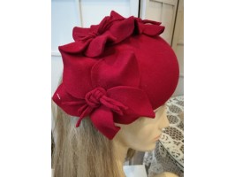 Walentyna  czerwony mini beret,  toczek filcowy