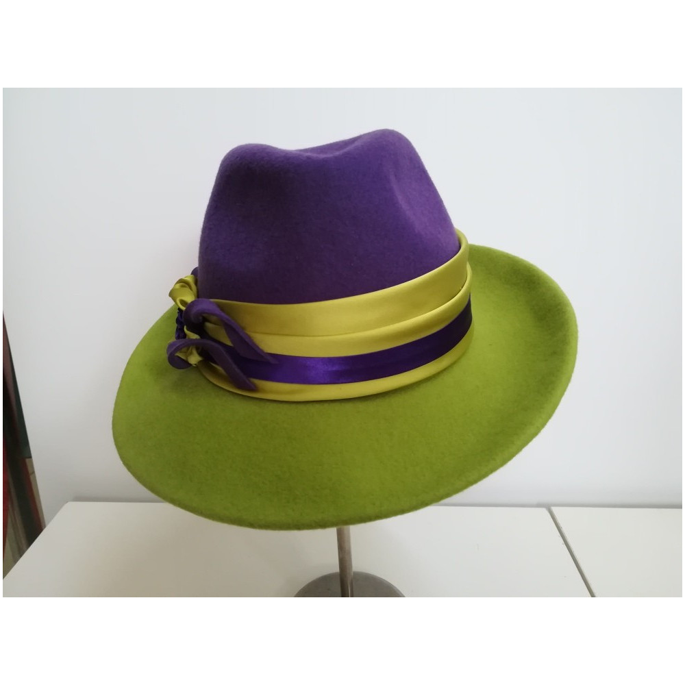 Kronos fioletowo zielony kapelusz filcowy 57-59cm