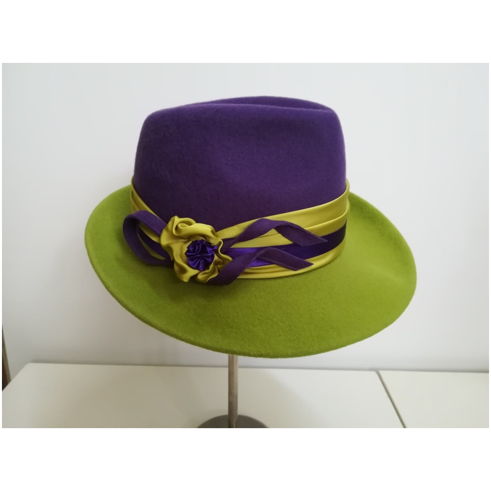 Kronos fioletowo zielony kapelusz filcowy 57-59cm