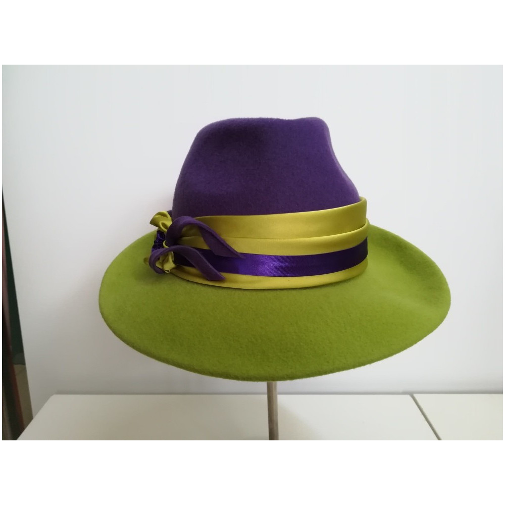 Kronos fioletowo zielony kapelusz filcowy 57-59cm