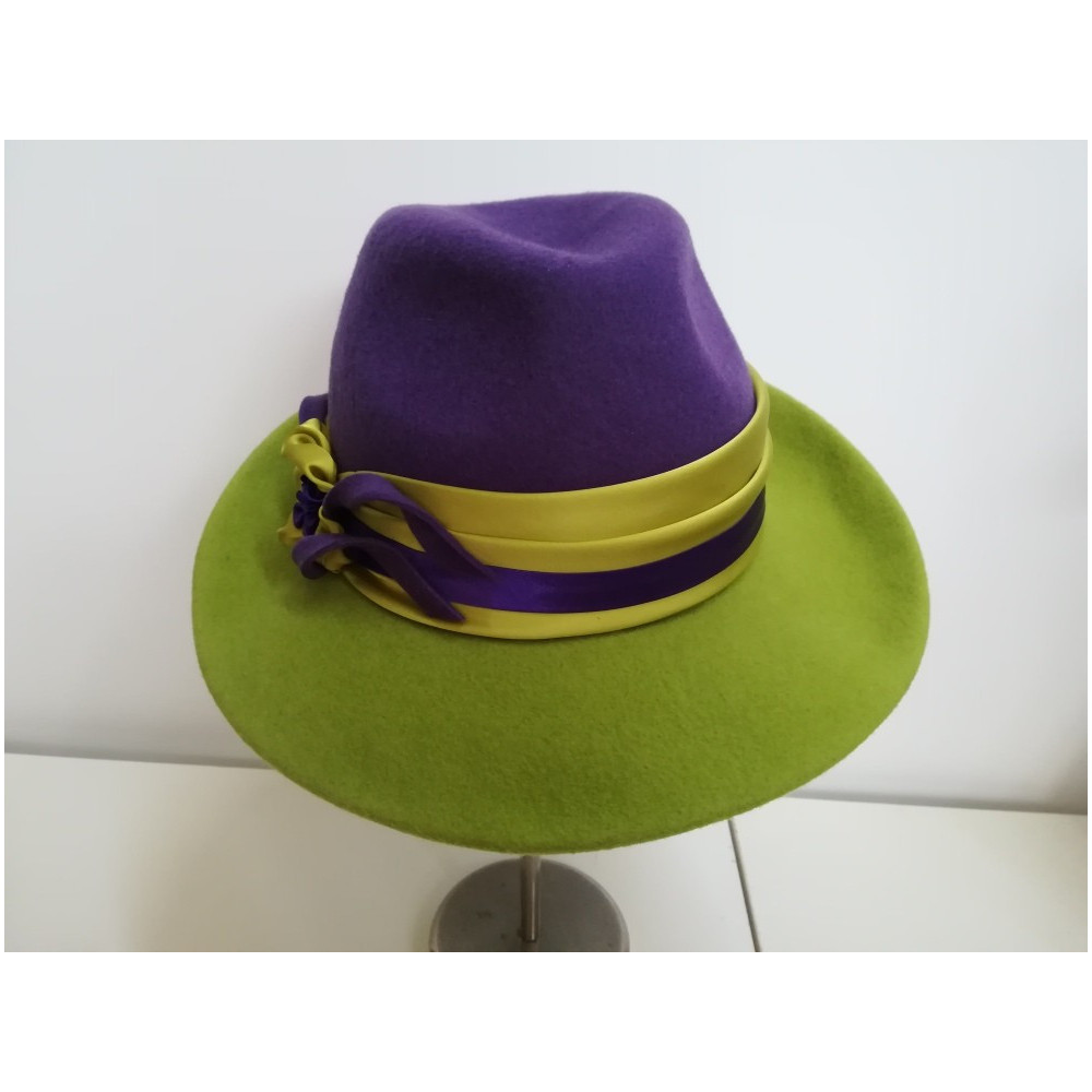Kronos fioletowo zielony kapelusz filcowy 57-59cm