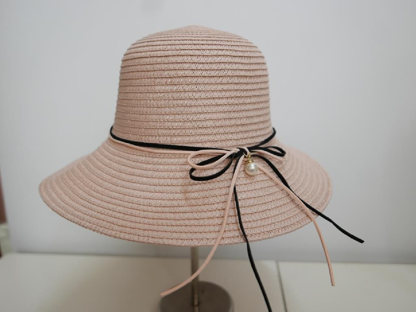 Różowy słomkowy letni  kapelusz  55- 57 cm