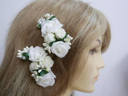 Spinka krokodylek kremowe kwiaty