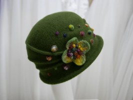Zielony kapelusz dzianina wełniana 55-58 cm