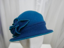 Turkusowy kapelusz dzianina wełniana 54-56 cm