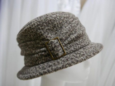 Beżowo brązowy kapelusz  tkanina do 56 cm regulowany