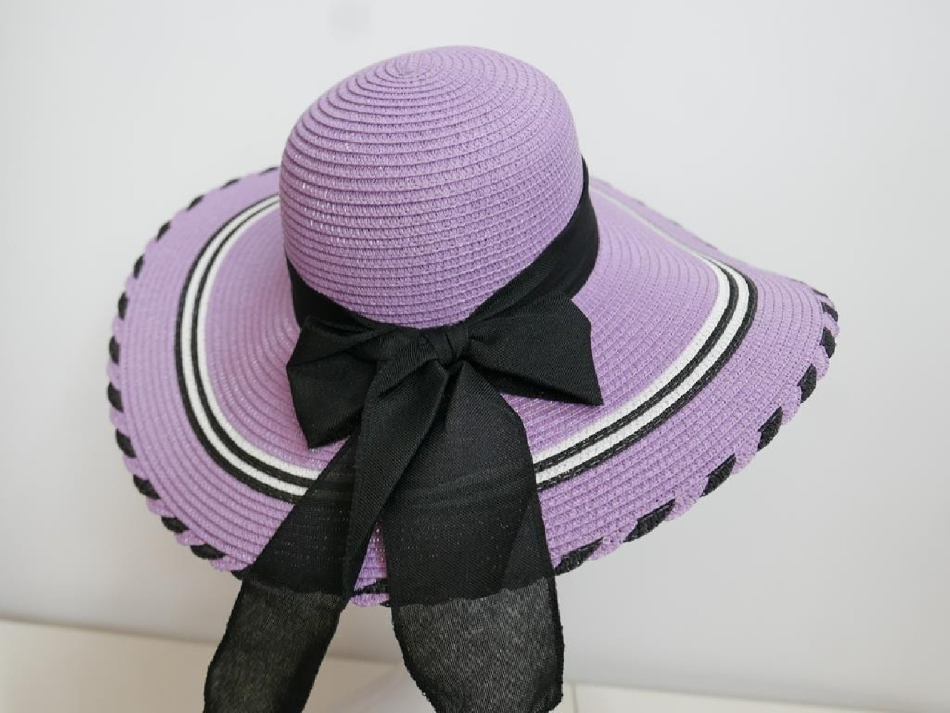 Lawendowy kapelusz słomkowy  55-56 cm