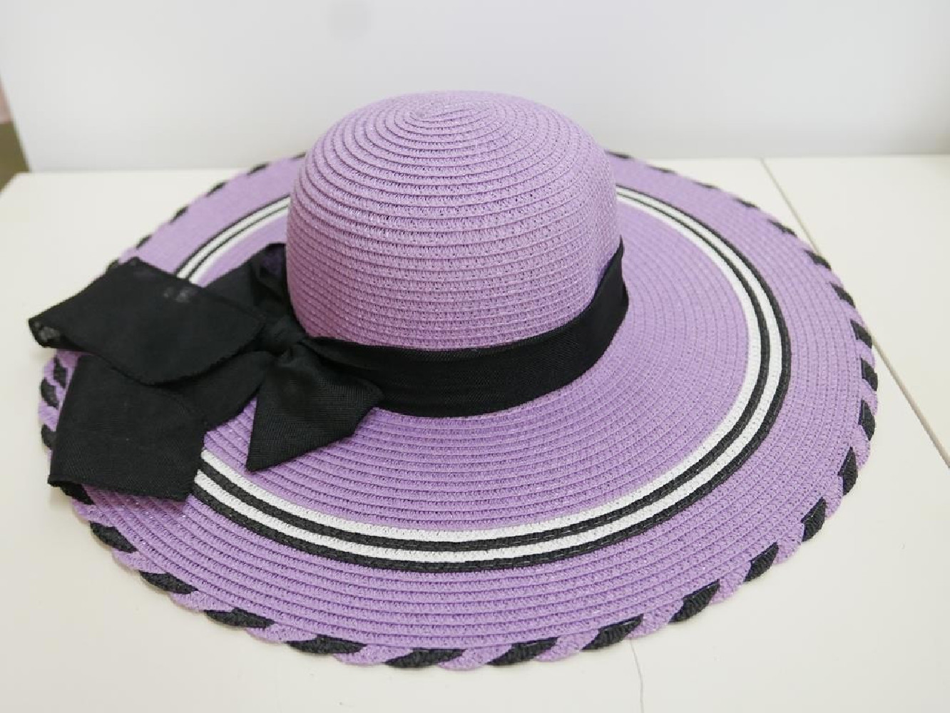 Lawendowy kapelusz słomkowy  55-56 cm
