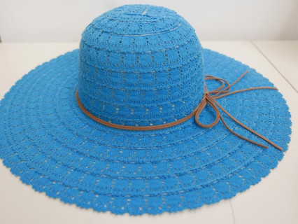 Turkusowa koronka kapelusz letni  do 57 cm