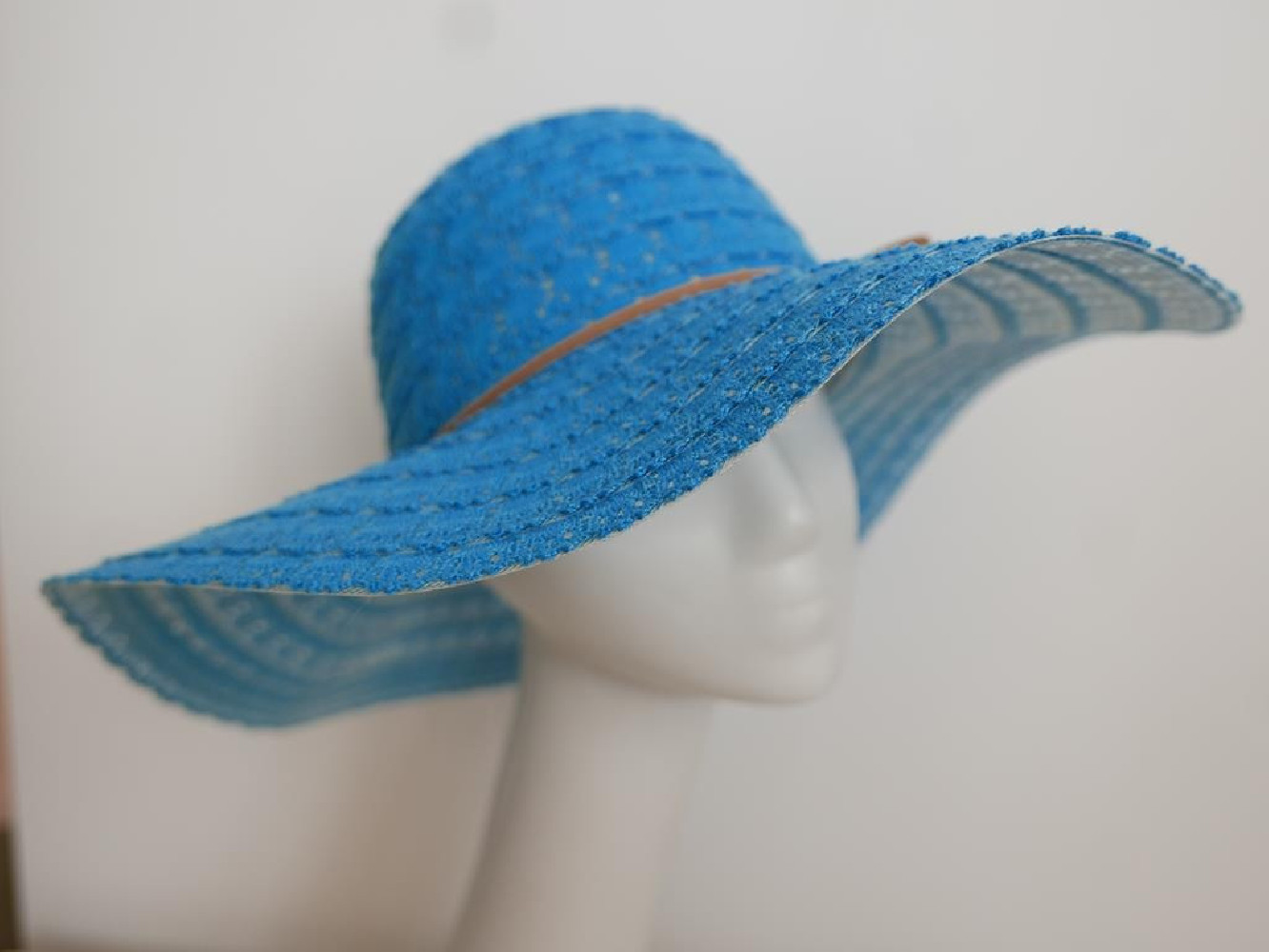 Turkusowa koronka kapelusz letni  do 57 cm