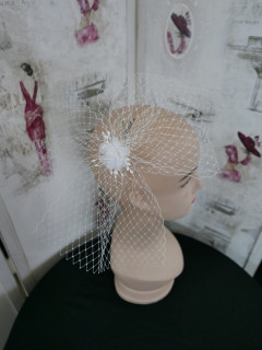 Ivory woalka stroik do włosów, koka