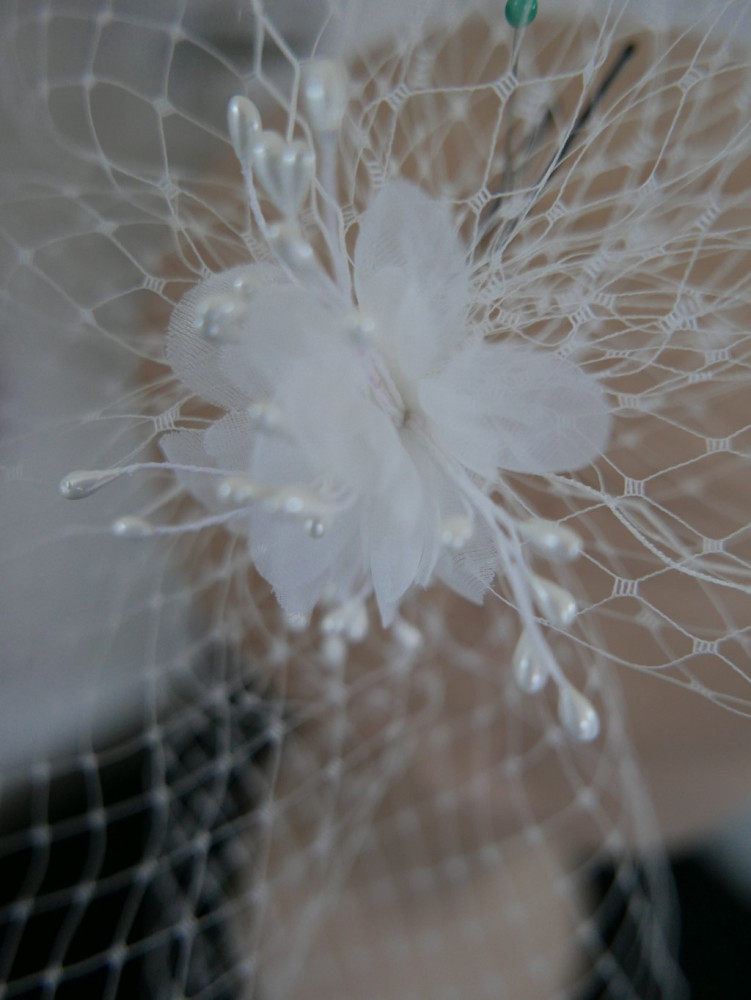 Ivory woalka stroik do włosów, koka