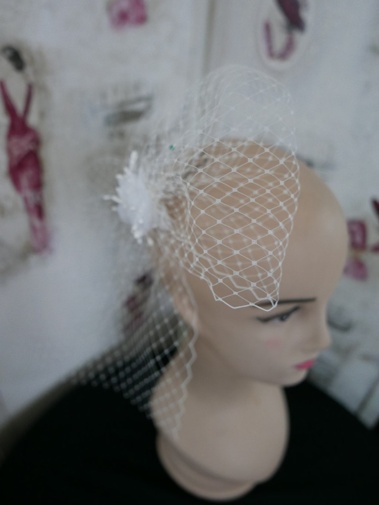 Ivory woalka stroik do włosów, koka