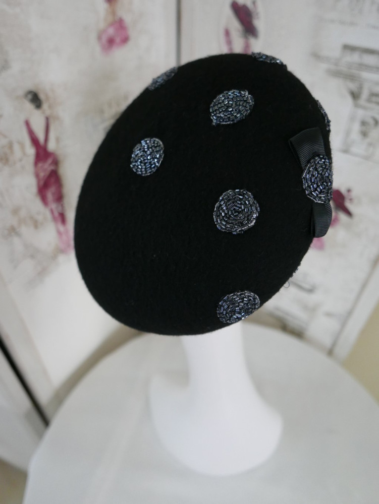 Tosia czarny beret filcowy