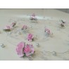 Biało - różowy wianek girlanda, wężyk z kwiatów  90 cm