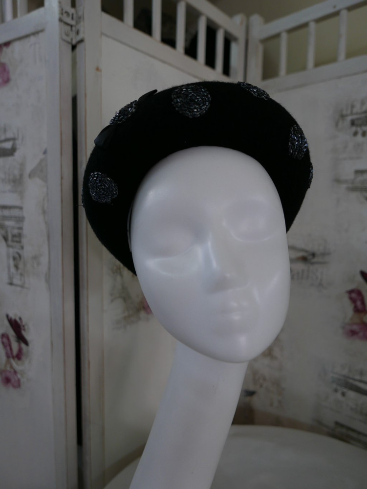 Tosia czarny beret filcowy